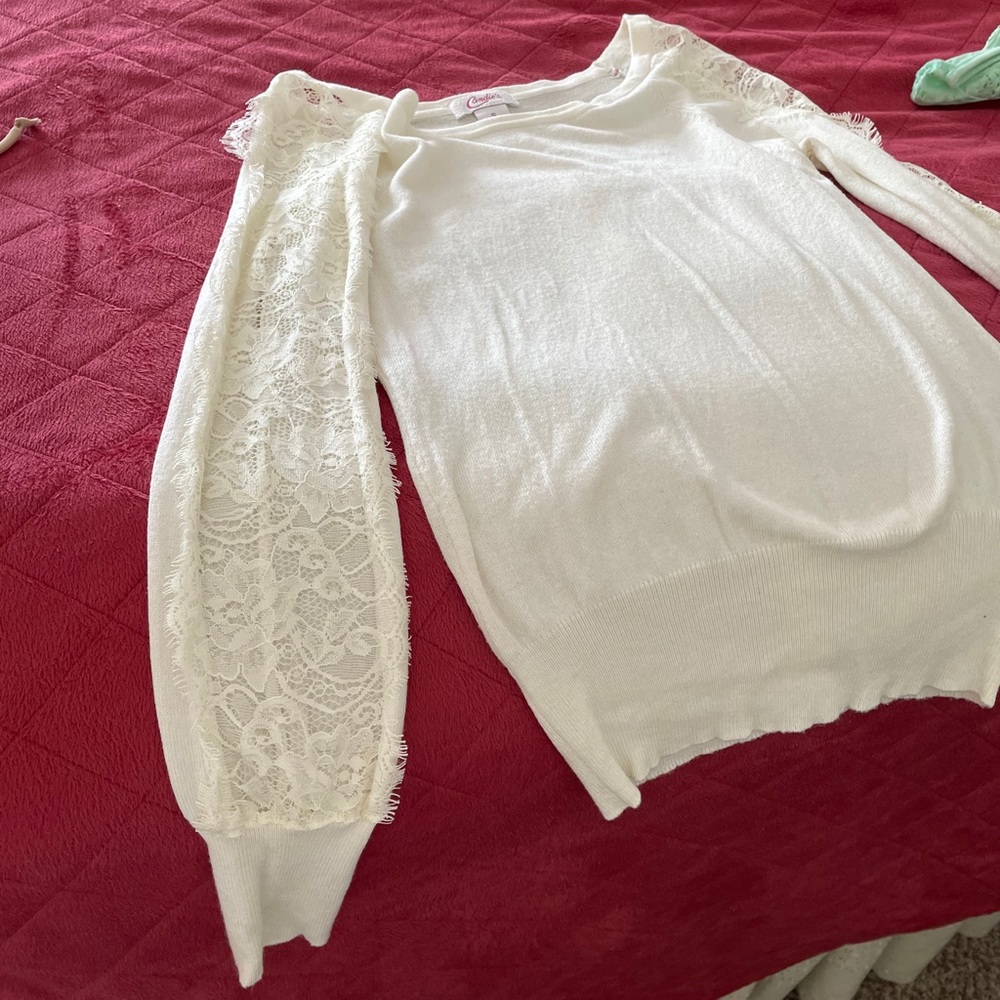 Candies lace sleeve sweater